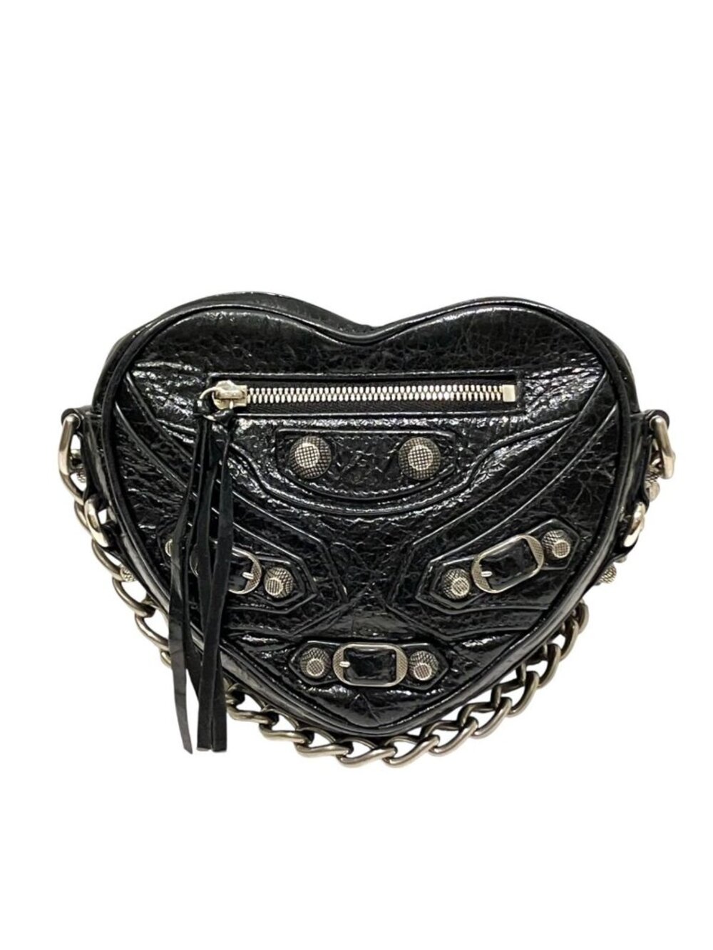 Balenciaga Le Cagole Heart Chain Shoulder Bag Lambskin